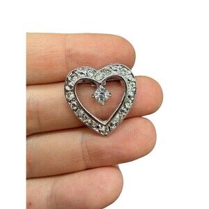 Vintage Heart Brooch Rhinestone Heart Pin